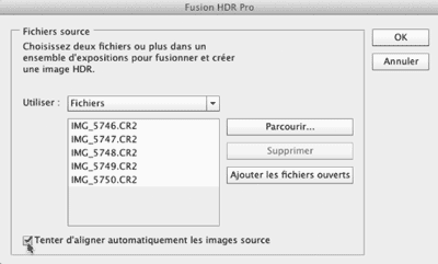 Interface HDR Pro dans Photoshop